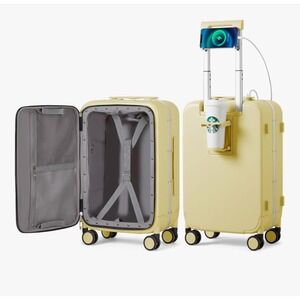Luggage with Cup Phone Holder and Charger Hard Shell Suitcases